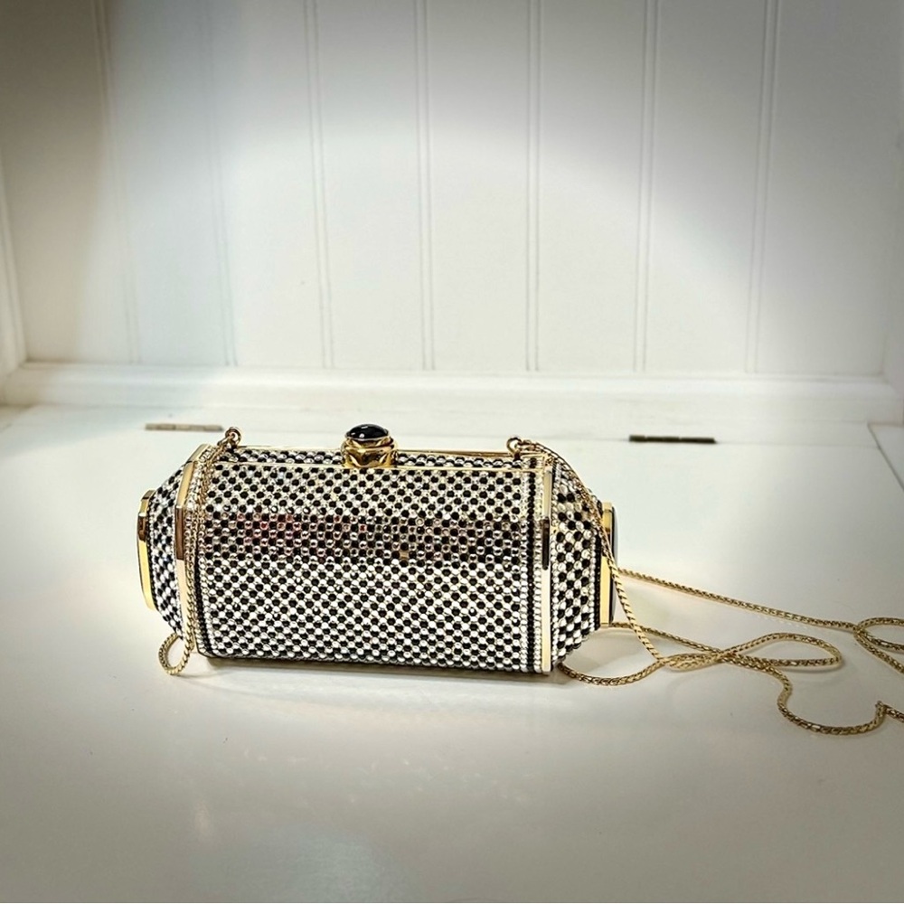 Rare Find Judith Lieber,NY 1989 -Elegant Black and Gold Clutch Bag